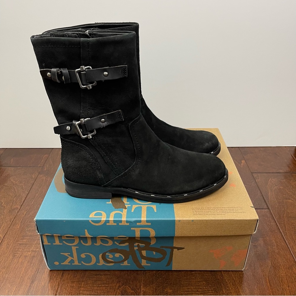 NWT with Box OTBT Causeway Learher Black Mid Shaft Moto Boots